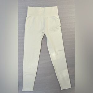 Seamless Ribbed High-Waist Leggings | Cream/Ivory | Size L OQQ